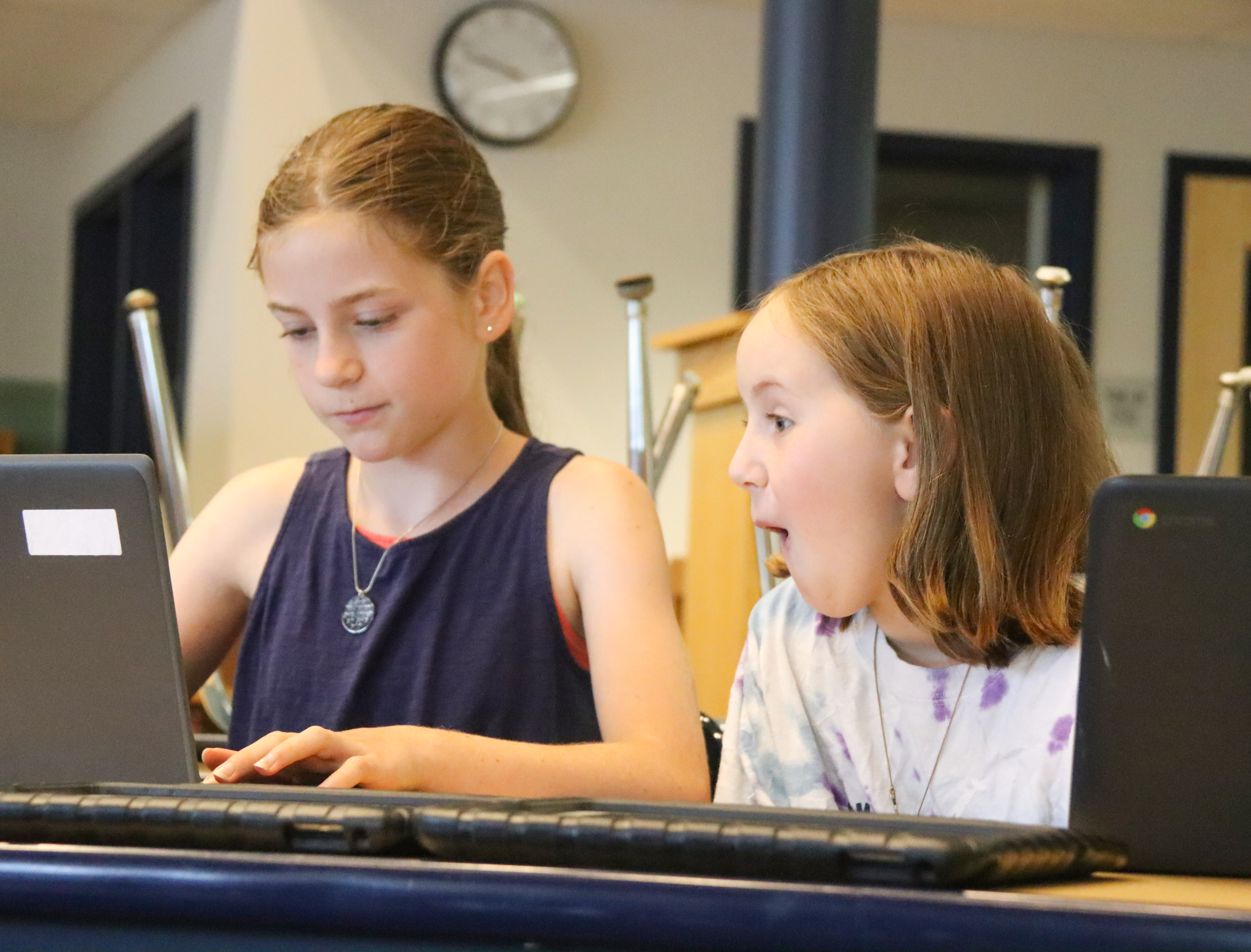 Students work on their projects at Coding Camp.