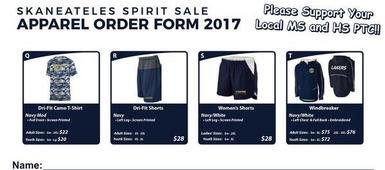 Skaneateles Schools Spirit Wear Order Form