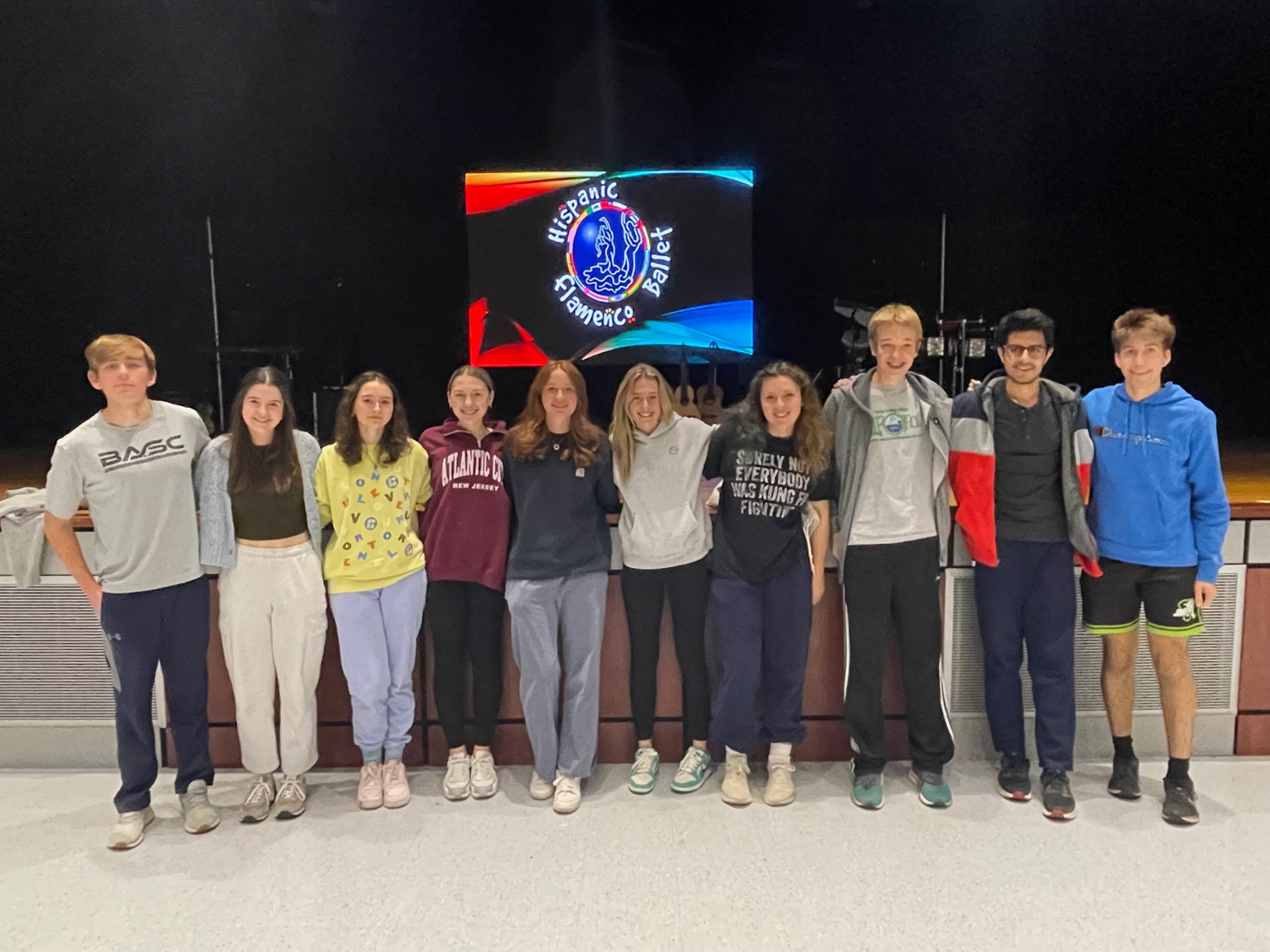 Students pose for a photo after the Hispanic Flamenco Ballet