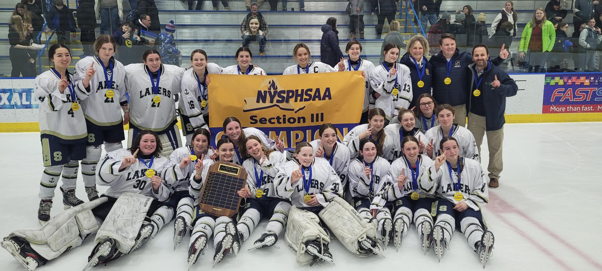 Skaneateles girls hockey celebrates section title